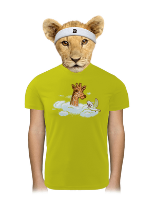 Zsiráf a felhőkben gyerek sport póló Neon Yellow