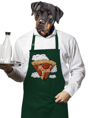 Pizza ejtőernyős kötény Bottle Green