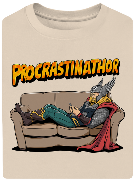 Procrastinathor unisex túlméretezett póló Almond