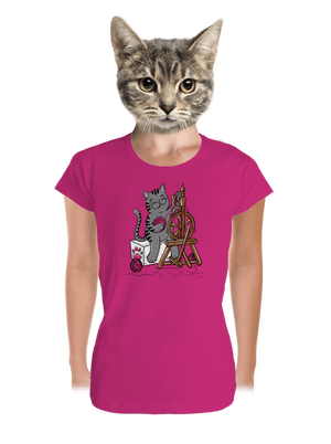 Dorombol a macska prémium női póló Magenta