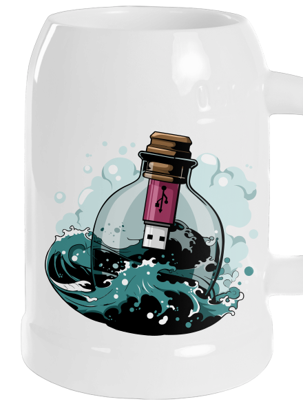 USB üzenet egy üvegben söröskorsó White