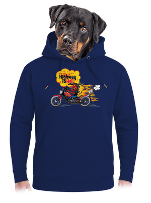 Highway to hell unisex prémium pulóver Navy