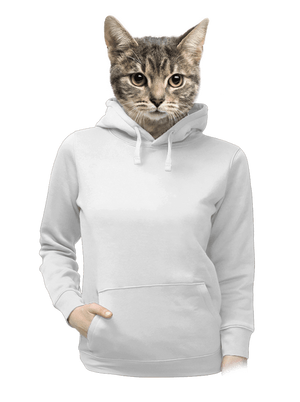 Nyomtatás nélkül női kenguruzsebes pulóver White