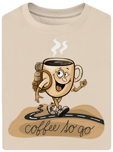 Coffee to go unisex túlméretezett póló Almond