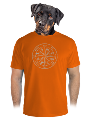 Alkoholos iránytű férfi sportpóló Neon Orange