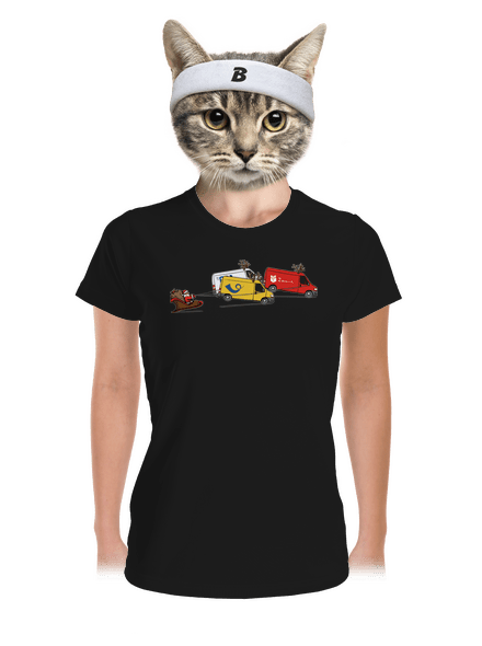 Mikulás rénszarvassal női sportpóló Black