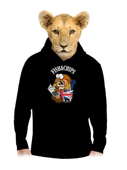 Fish and chips gyerek kenguruzsebes pulóver Black