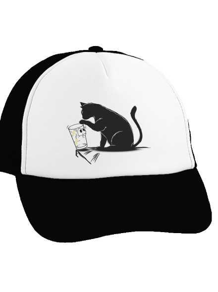 Macska és üveg teherautós sapka Black cap