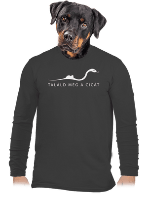 Találd meg a cicát férfi hosszú ujjú póló Dark Grey