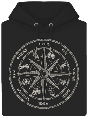 Alkoholos iránytű unisex prémium pulóver Dark Black