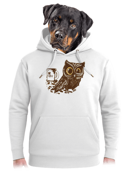 Koffeinfüggő bagoly unisex prémium pulóver Snowwhite