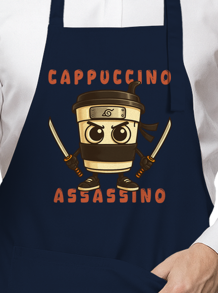 Cappuccino Assasino – Italian Brainrot kötény Navy