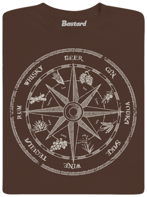Alkoholos iránytű férfi póló Brown