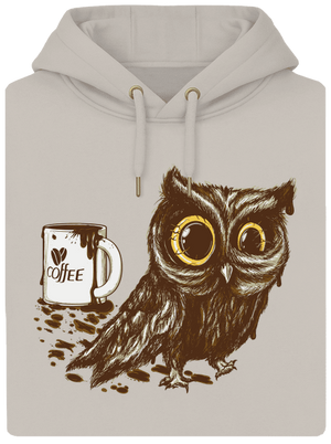 Koffeinfüggő bagoly unisex prémium pulóver Pastel Macchiato