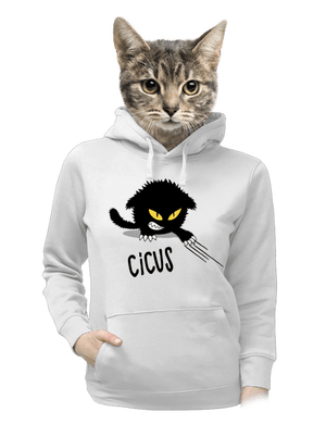 Cicus női kenguruzsebes pulóver White