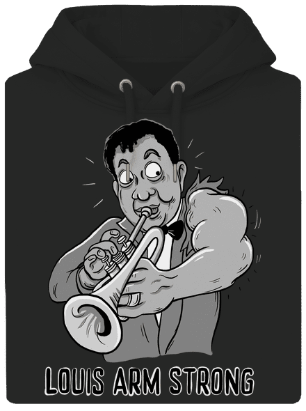 Louis Armstrong unisex prémium pulóver Dark Black