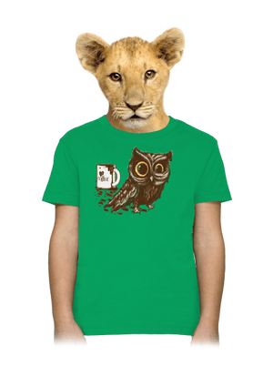 Koffeinfüggő bagoly gyerek póló Kelly Green