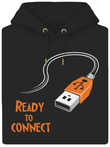 USB csatlakozás unisex prémium pulóver Dark Black