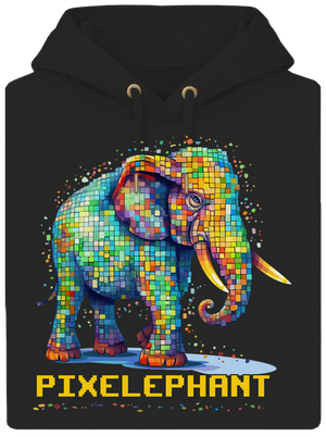 Pixelephant unisex prémium pulóver Dark Black