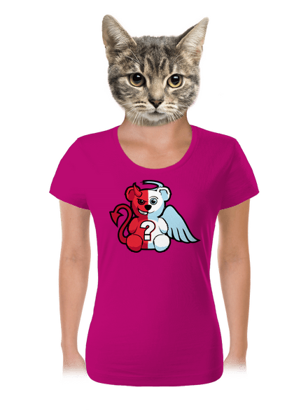 Angyal vagy ördög női póló Fuchsia Red