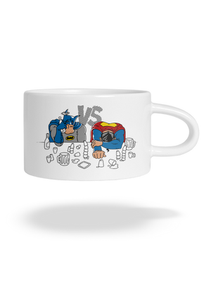 A szuperhősök harca macaron bögre White