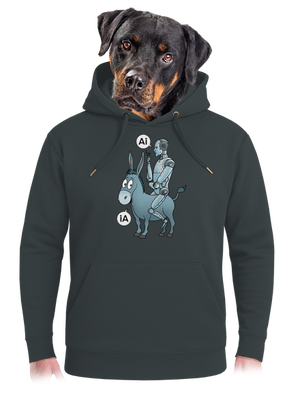 Szamár és AI unisex prémium pulóver Charcoal