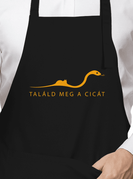 Találd meg a cicát kötény Black