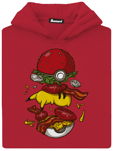 Pokémon burger gyerek kenguruzsebes pulóver Fire Red