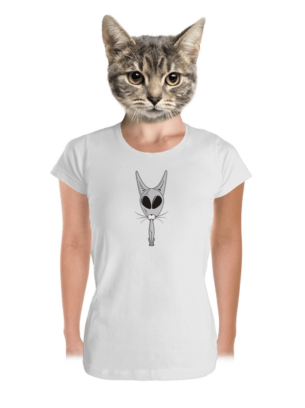 UFO cat prémium női póló White