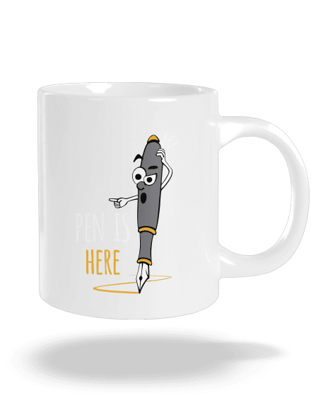 Pen is here nagy bögre White