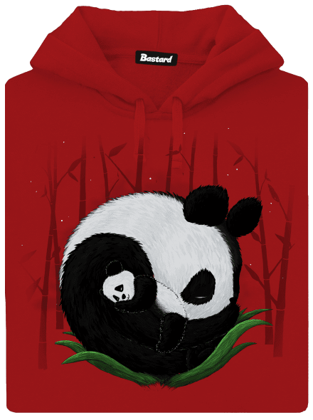 Két alvó panda női kenguruzsebes pulóver Red Mal