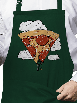 Pizza ejtőernyős kötény Bottle Green