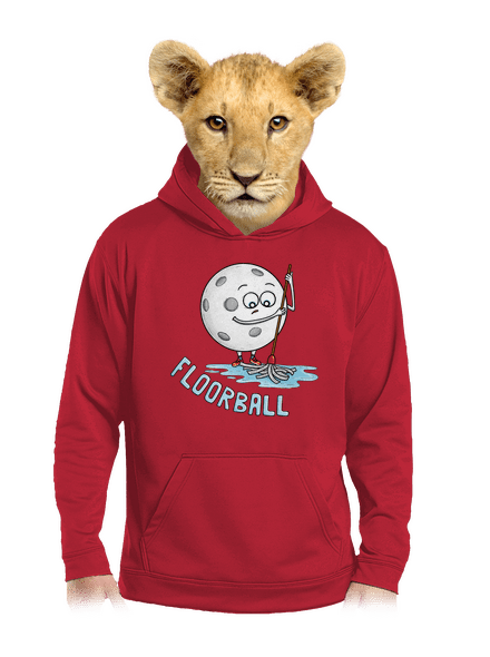 Floorball gyerek kenguruzsebes pulóver Fire Red