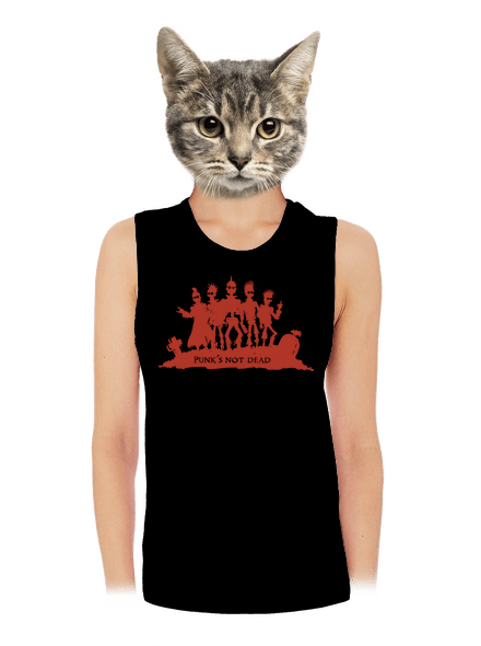 Punks not dead! női bővített trikó Black