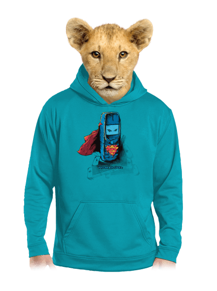 Mobiltelefon acélból gyerek kenguruzsebes pulóver Hawaiian Blue