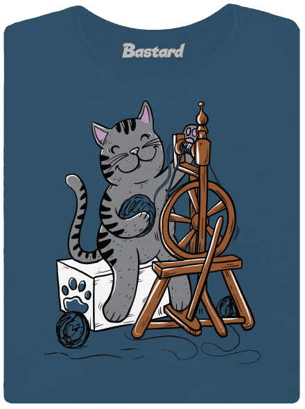 Dorombol a macska prémium női póló Petrol Blue