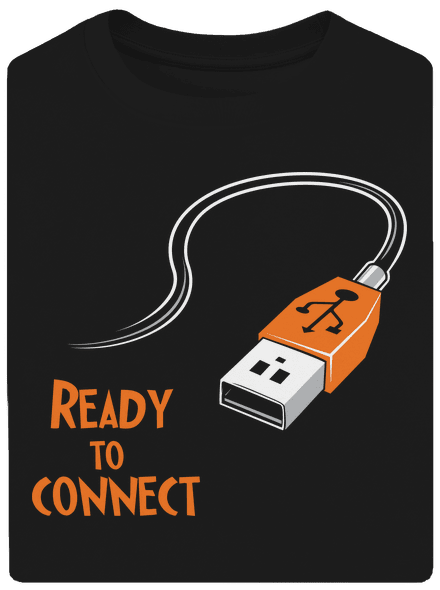 USB csatlakozás unisex túlméretezett póló Black