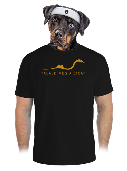 Találd meg a cicát férfi sportpóló Black