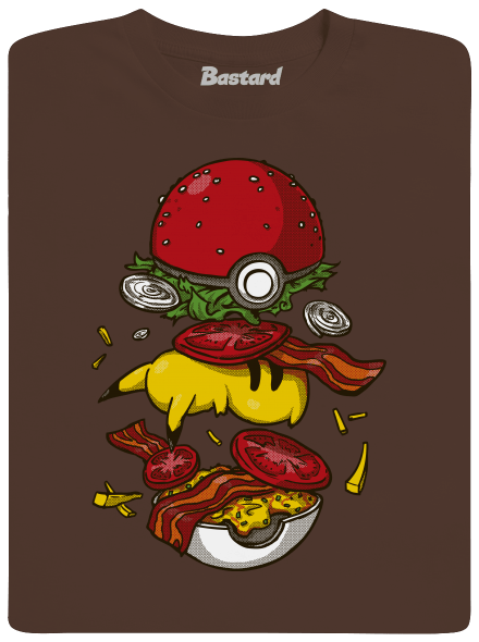 Pokémon burger férfi póló Brown