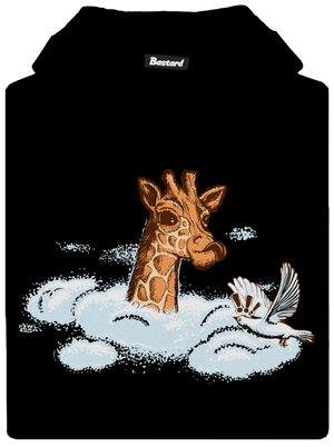 Zsiráf a felhőkben gyerek kenguruzsebes pulóver Black